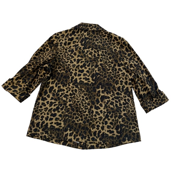 JM Collection Woman Leopard Jacket Top Snap Buttons - Picture 2 of 8